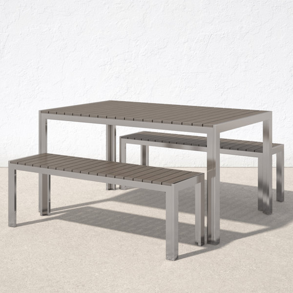 Aluminium table best sale and bench set